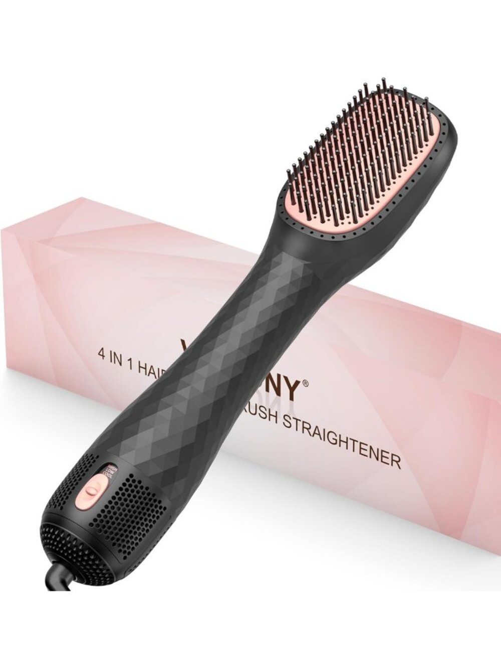4-in-1 Ionic Hot Air Brush & Hair Dryer, Ceramic Straightening Volumizer for All